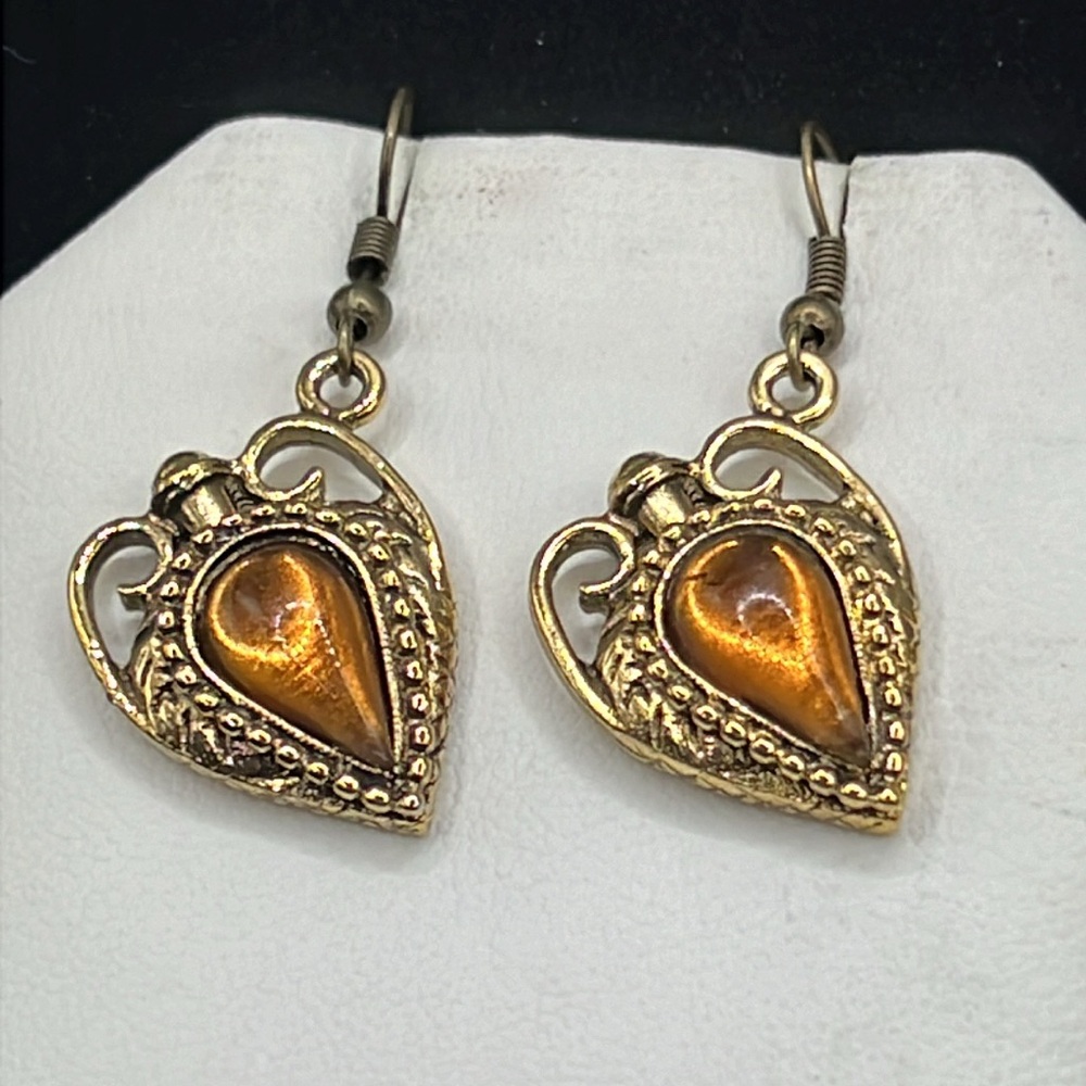 Amber cats eye earrings